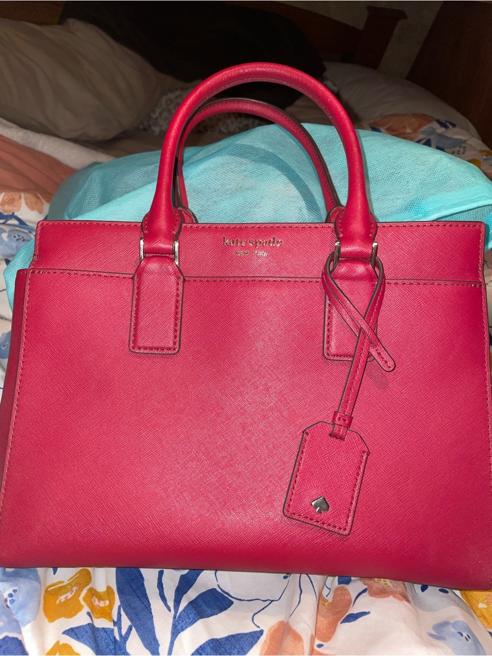 kate spade Pink Leather Satchel with Gold-Tone Logo